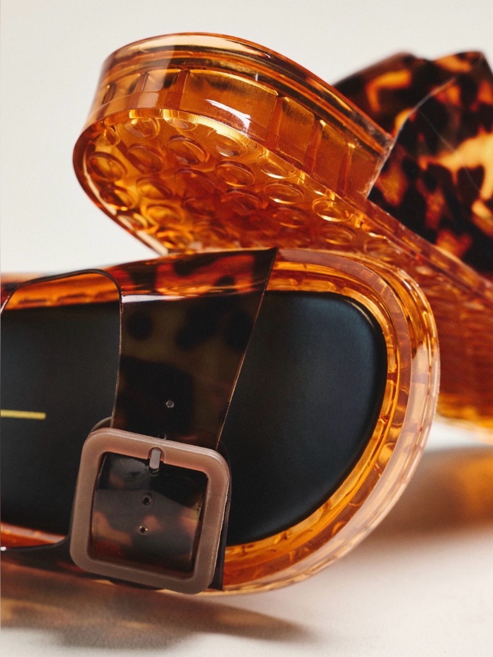 Dolce Vita Julio Tortoiseshell Vinyl Double Buckle Jelly Slides - Picture 3 of 7